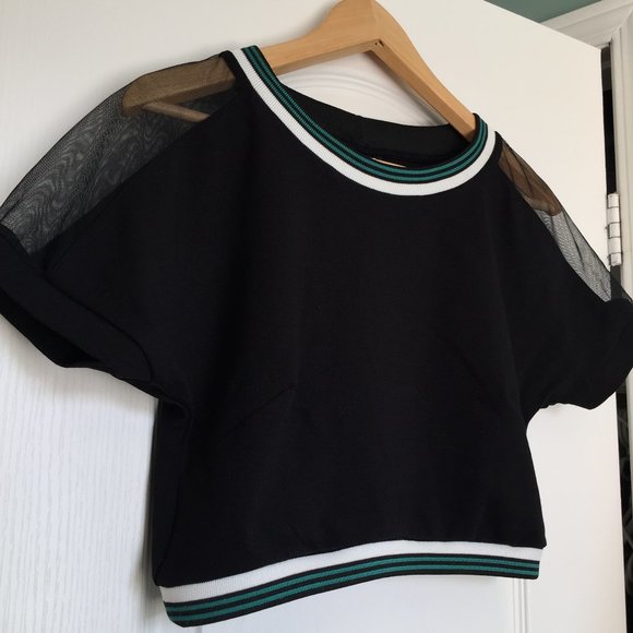 Topshop Sporty Crop Top with Sheer Panels - Picture 4 of 7
